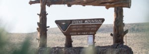A photo of the Steens Mountain protection area sign and arch during the last fence pull of 2017.