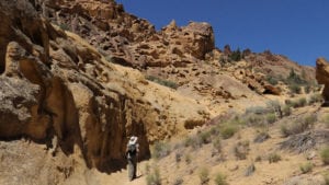 hiker in Leslie Gulch Owyhee Canyonlands