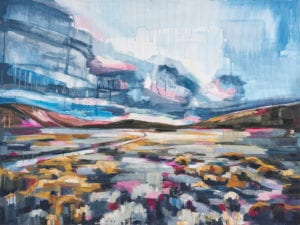 colorful painting of the Oregon Badlands by Sheila Dunn