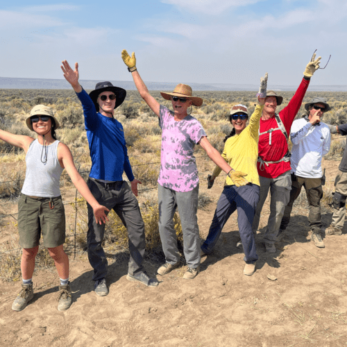 proud volunteers at fall 2022 fence pull at Beatys Butte