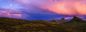 Owyhee Uplands-Spring-Storm Over Three Finger Rock